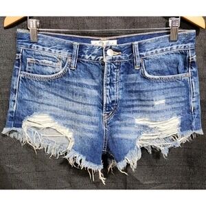 Free People Loving Good Vibrations Cutoffs Denim Shorts Distressed Sz 26 Raw Hem